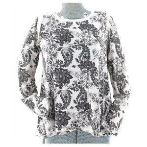 Rewind Paisley Print Top w/Split Back Lace Inset L